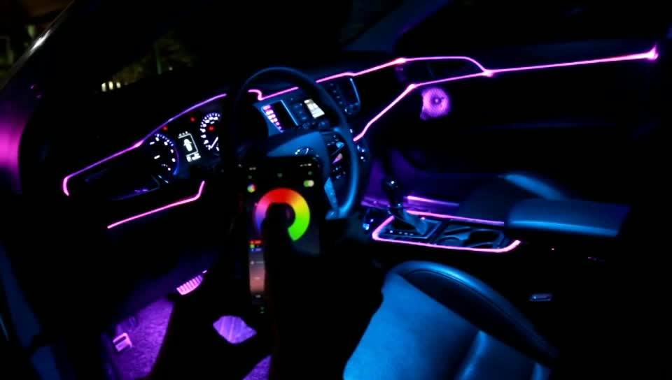 Car Atmosphere Lights El Neon Wire Strip Light Rgb Multiple Modes App