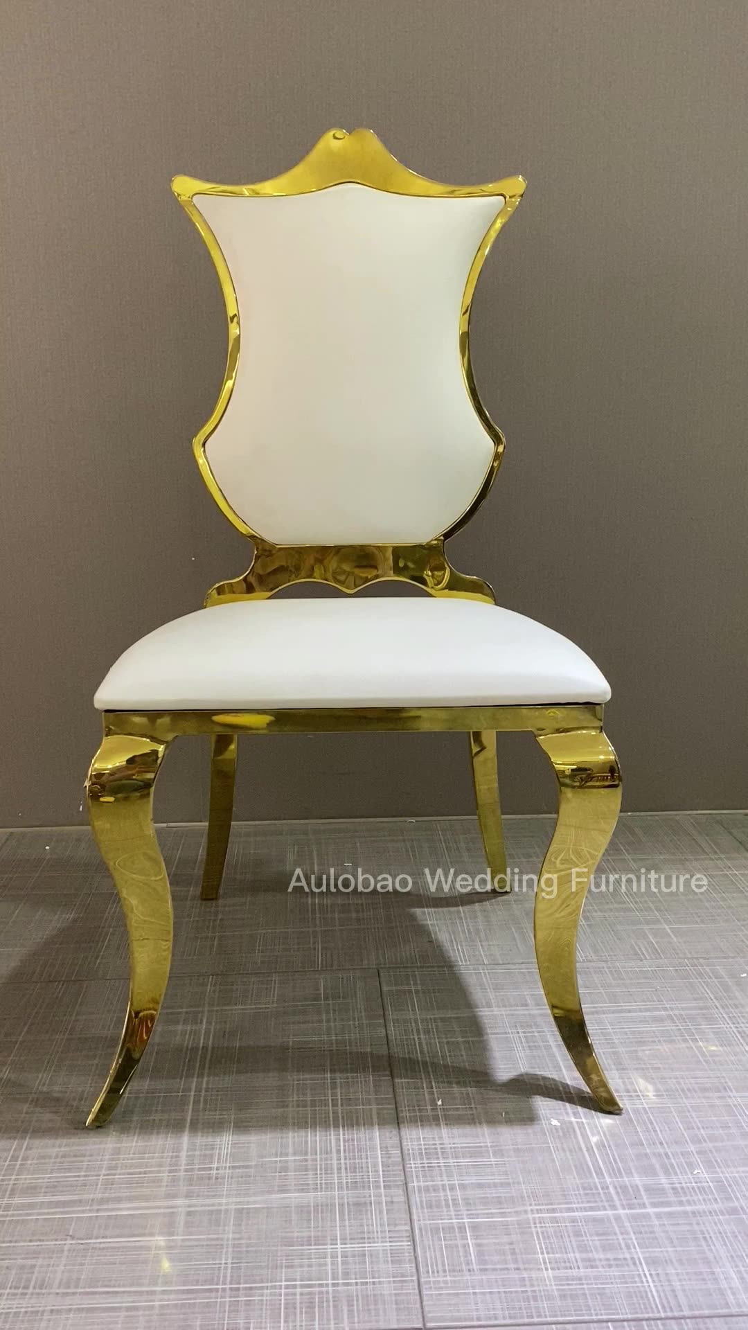 Golden Stainless Steel White Leather King And Queen Luxury Wedding