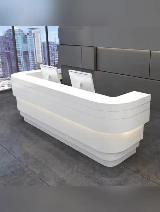 Commercial Curved Led Reception Counter Office Front Desk Beauty Salon