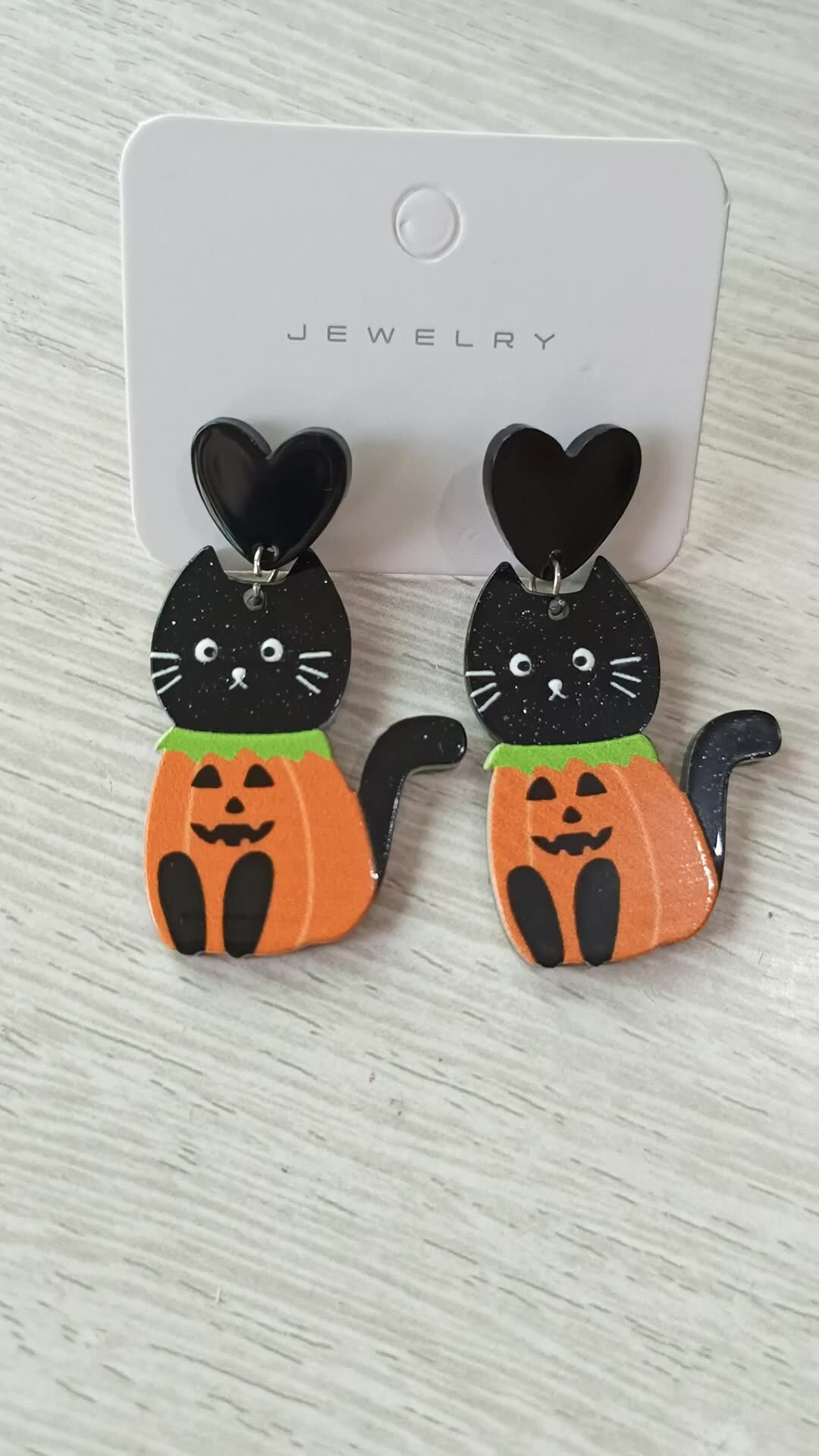 1 Paire de Boucles d'Oreilles pour Femmes Halloween Citrouille Chat Boucles d'Oreilles Filles Bijoux Décors