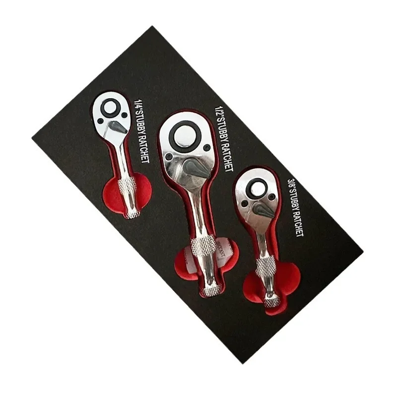 Factory direct short handle radish handle wrench mini ratchet 3-piece set wrench suit 72 teeth big fly small fly