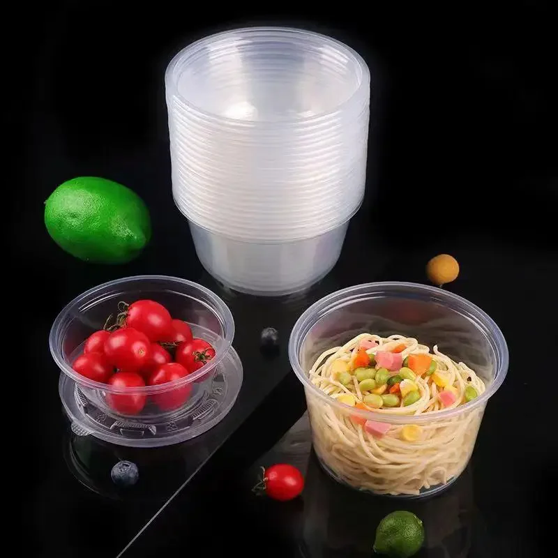 一次性碗圓形塑料帶蓋商用家用保鮮盒甜品糖水冰粉湯吃飯碗聚餐盒