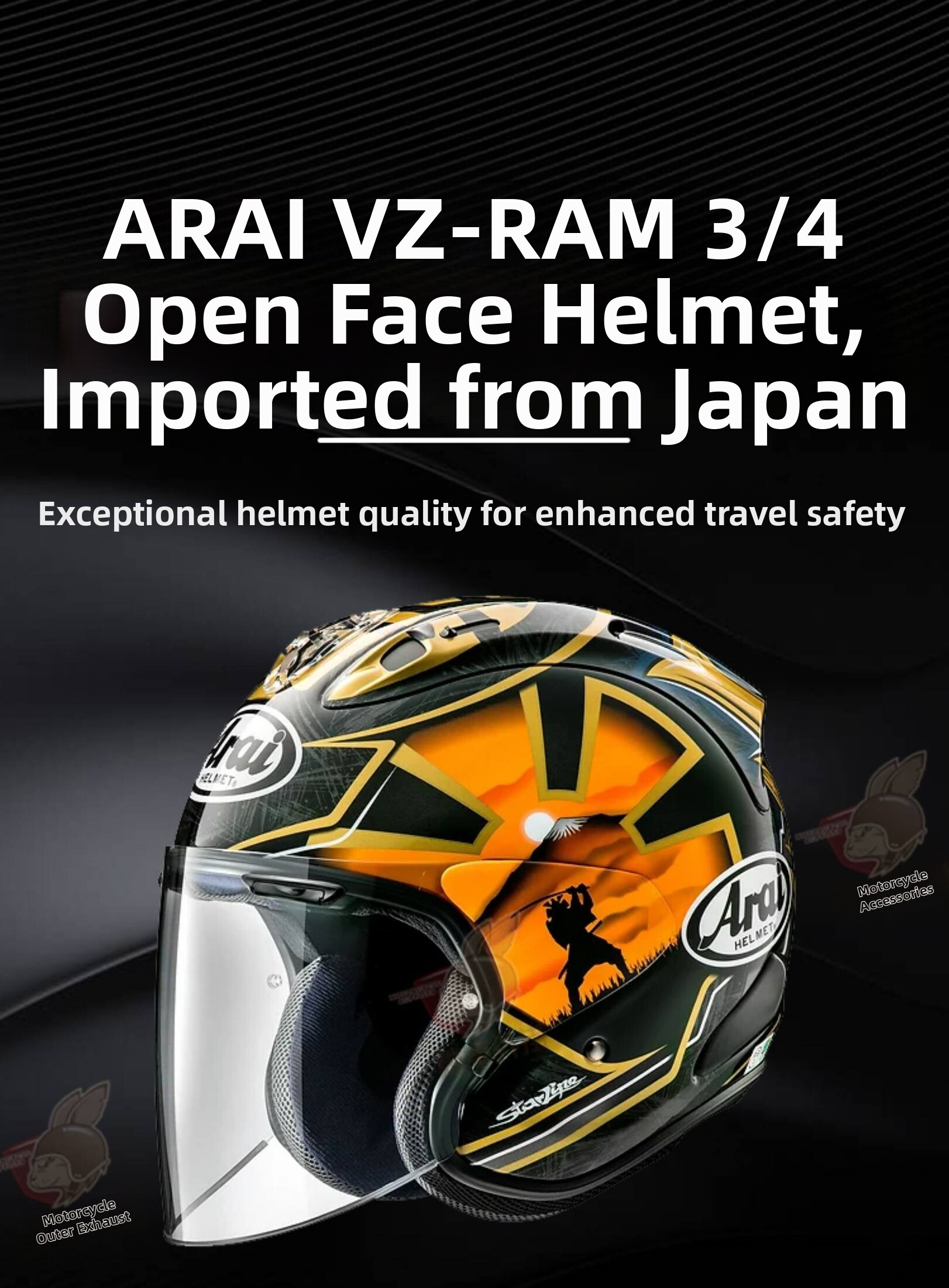 Arai japan import vz-ram 3/4 half helmet: the security guardian on