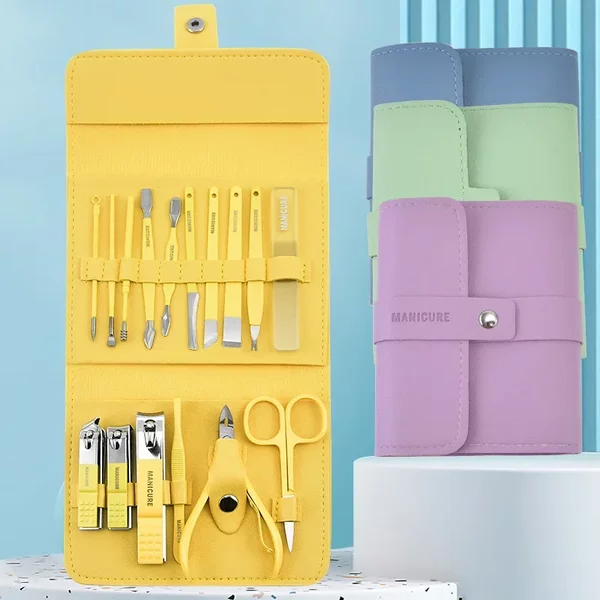 Factory Spot Direct Sales Stainless Steel Nail Clipper Set Folding Bag Nail Clipper Set Nail Scissors Manicure