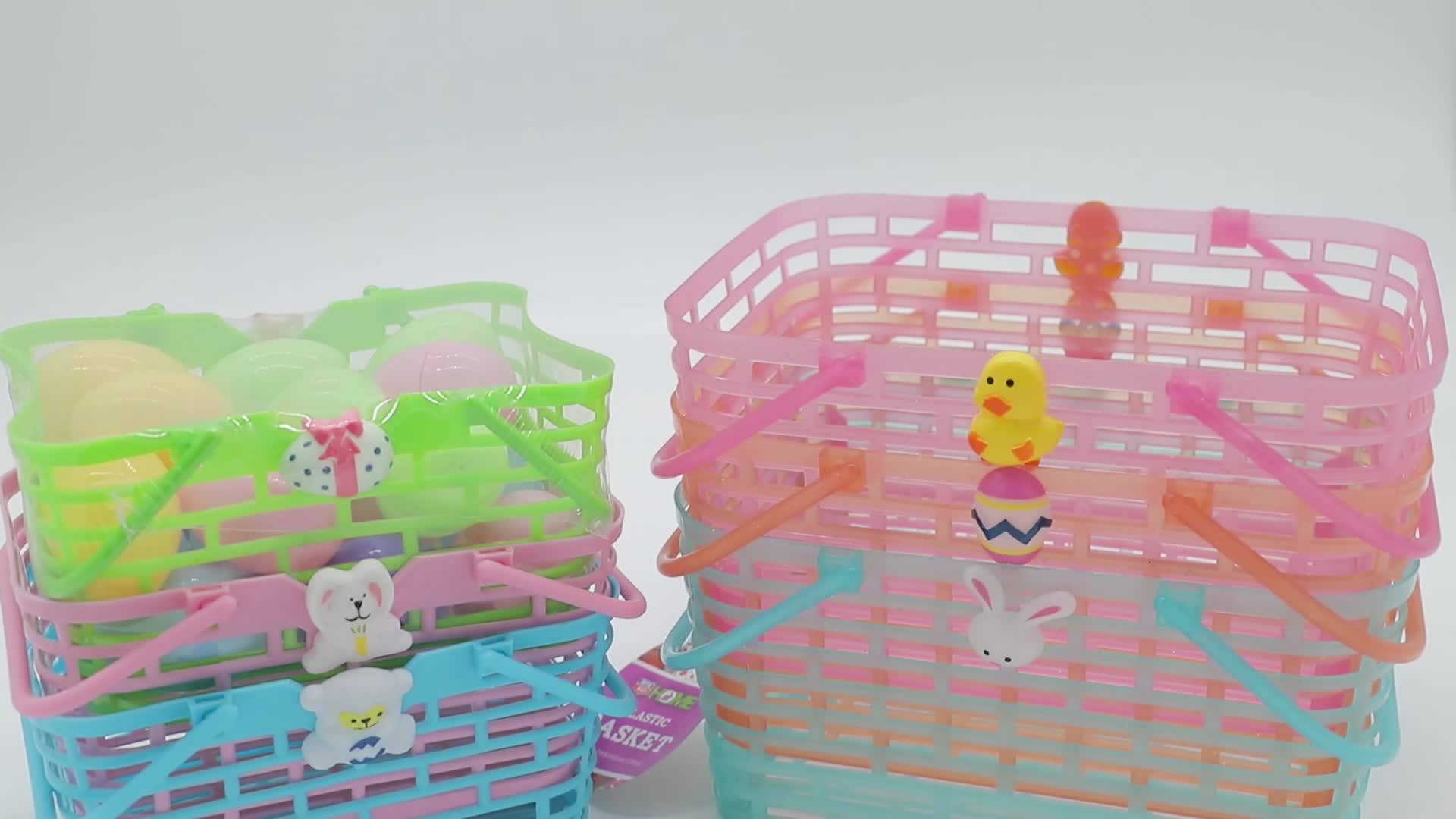 Colorful Plastic Woven Basket Easter 2020 New Design Easter Basket Plastic Easter Basket For