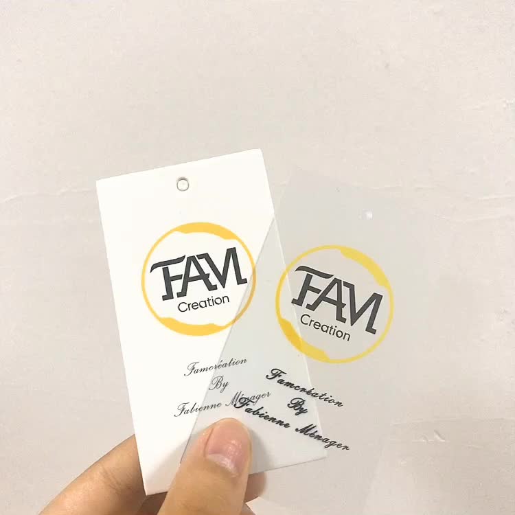 Luxury Custom Fashion Printed Wholesale Clear Pvc Hang Tags For Garment
