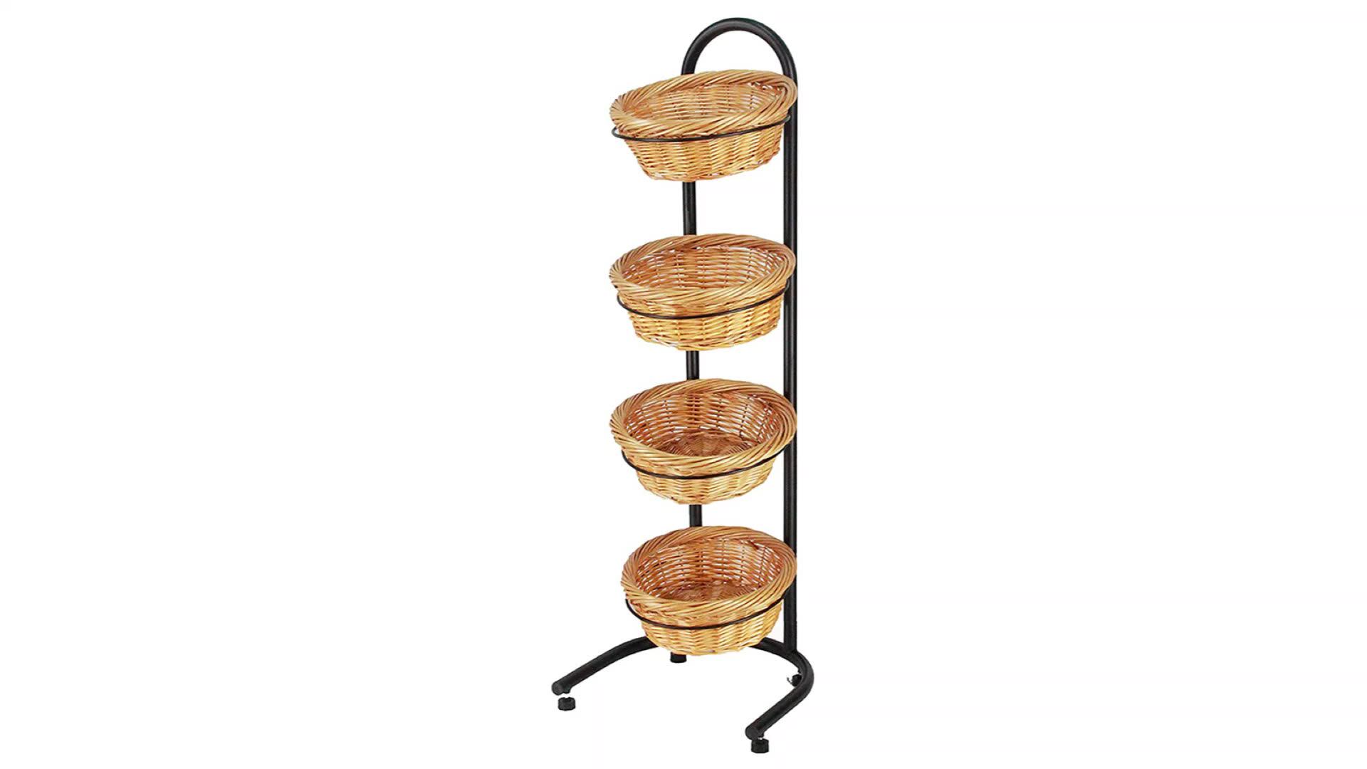 3-layer Multi-function Metal Circular Wicker Basket Bakery Fruit And ...