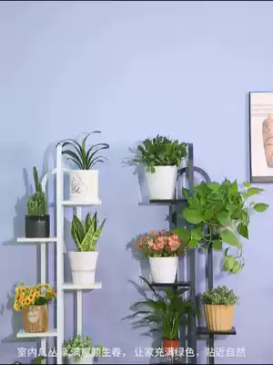 Flower stand Shelf shelf flower shelf balcony flower pot stand indoor simple wrought iron multi-level floor living room Golden Ge flower stand