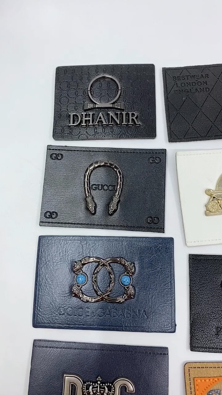 New Design Leather Emboss Patch Pu Men Clothing Pvc Leather Custom