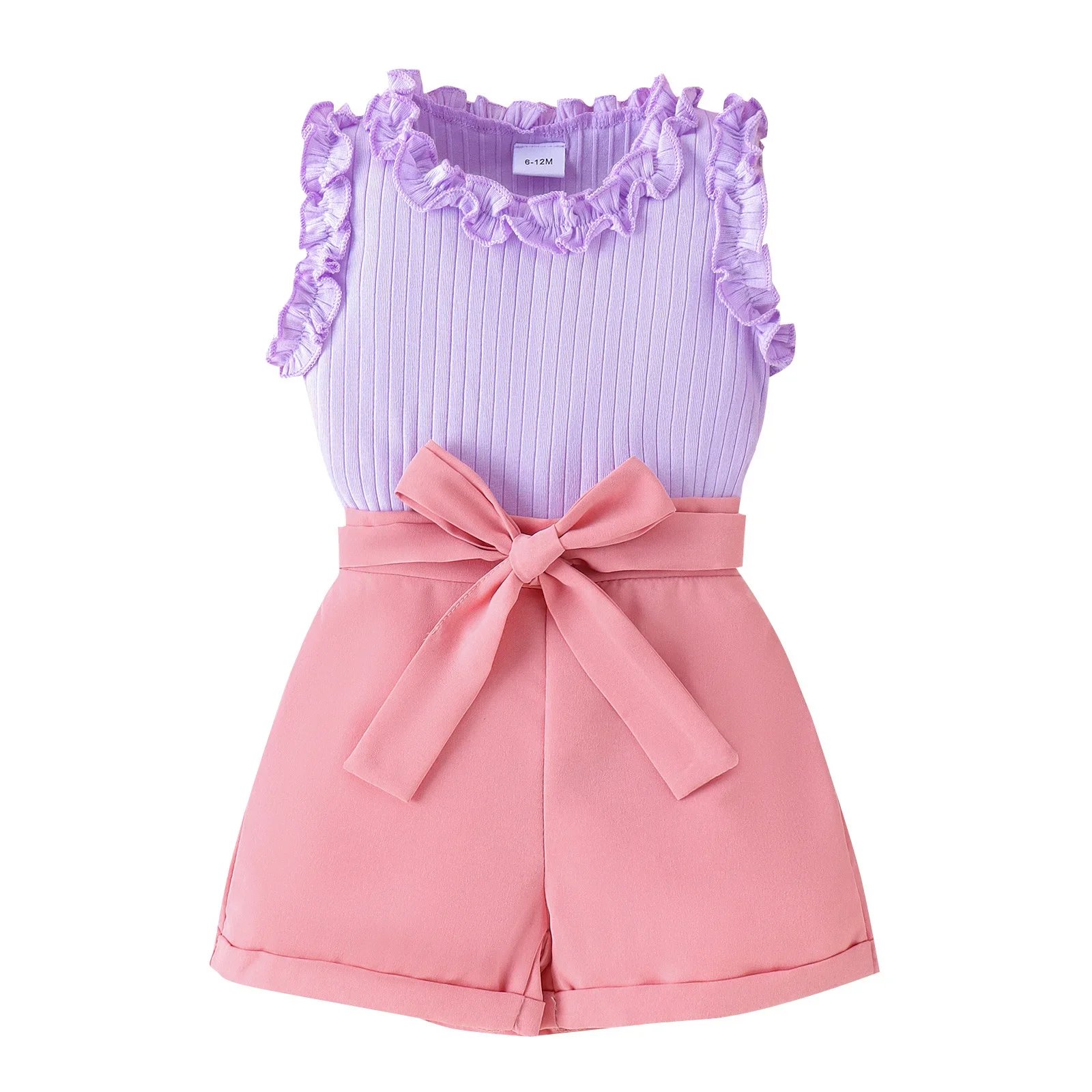 Summer colored T-shirt sleevless, shorts, trousers, set, city style