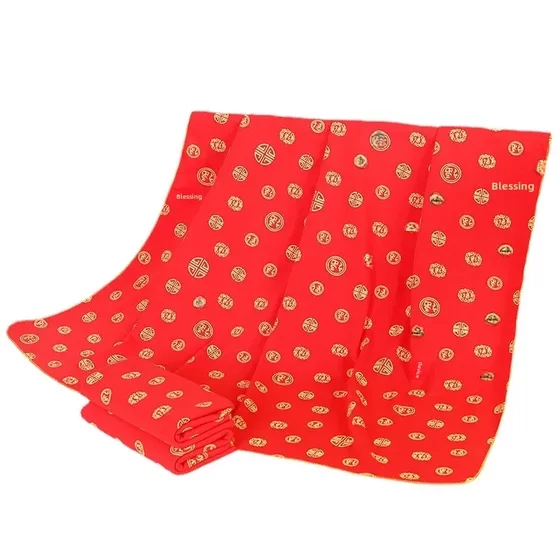 Newborn Red blessing quilt soft warm five blessing cotton wool bag single blessing printed quilt wholesale