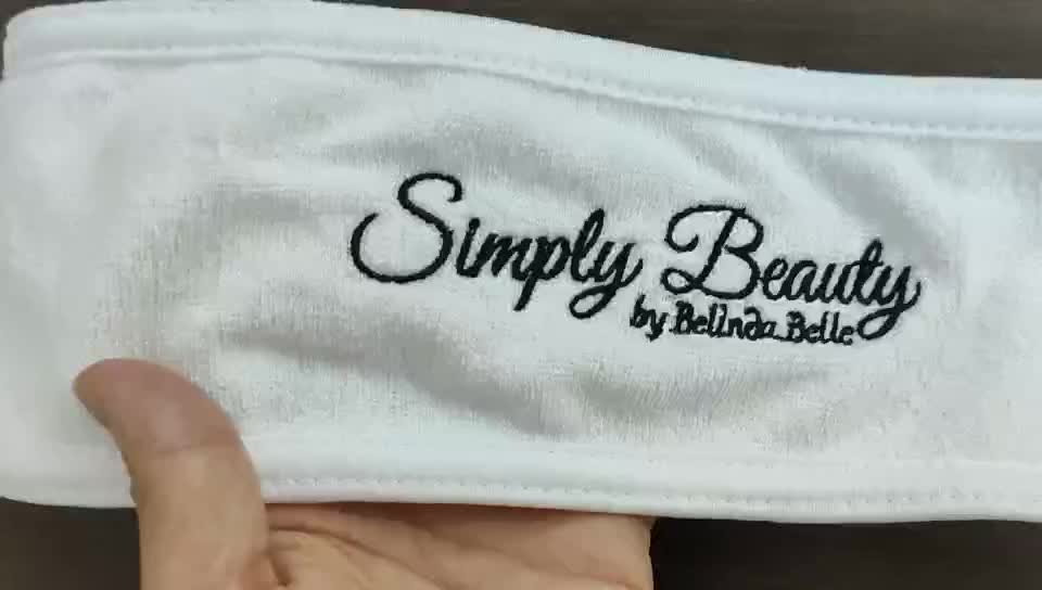Custom Logo Spa Facial Headband Terry Cloth Spa Headband Stretch Towel
