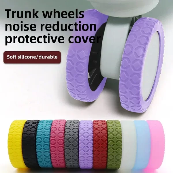 Suitable for travel trolley luggage caster silicone protective cover shock absorber noise reduction non-slip luggage wheel cover