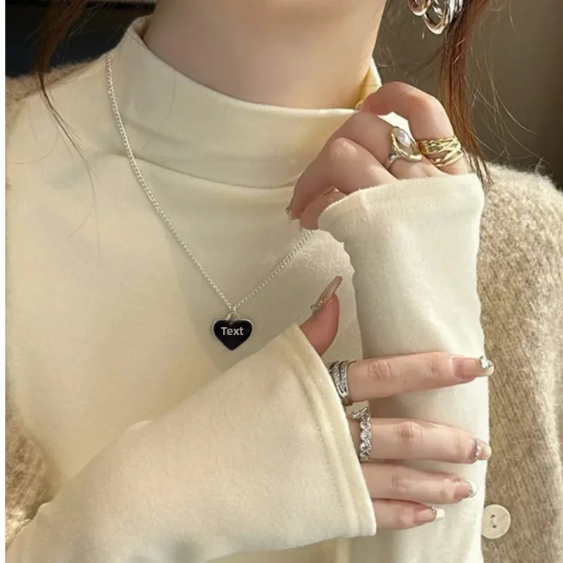 De Rong 230g Warm Backing Shirt De Rong Autumn and Winter Warm Half High Collar Backing Shirt Women's Top Fashion