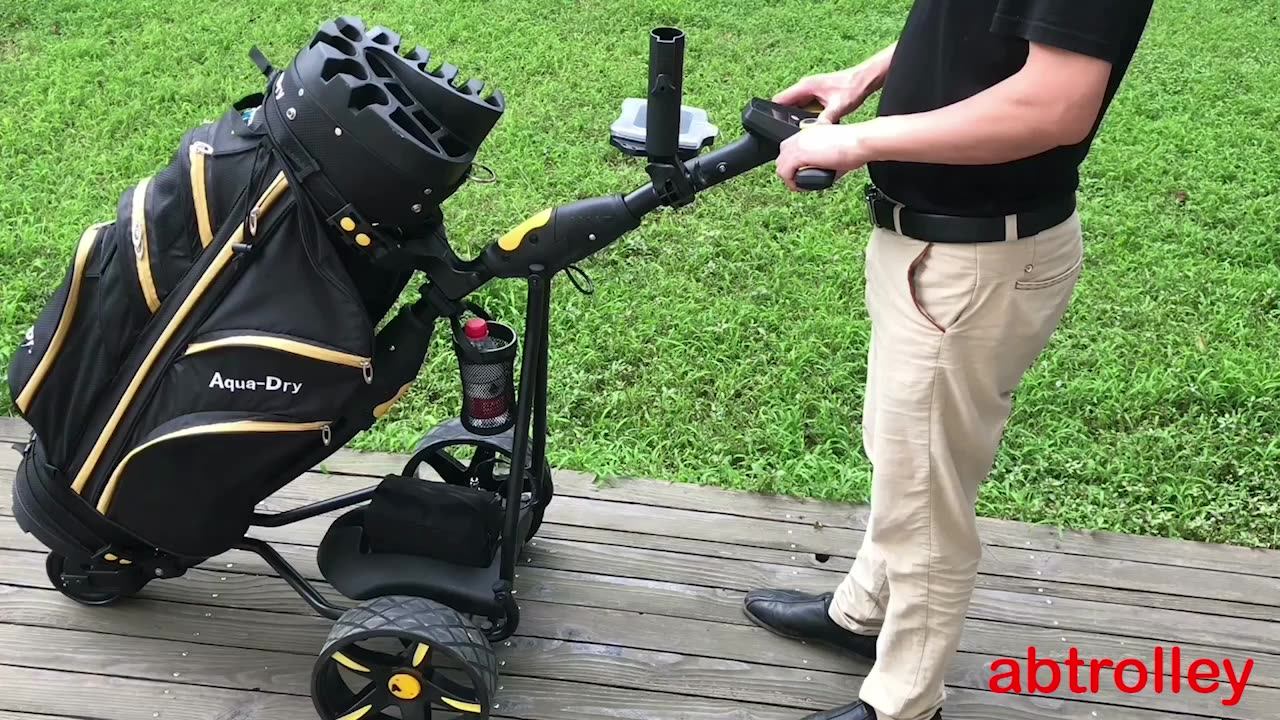 Follow Me Trolley Electric Auto Golf Trolley Kaddy On Golf Ground