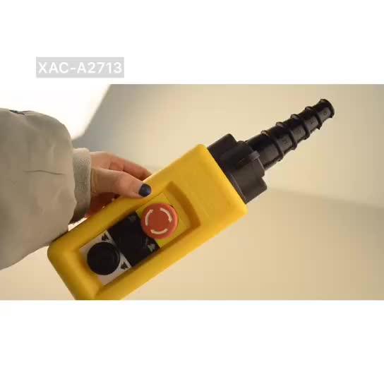 XAC Series XAC-A2713 Rainproof Emergency Stop Crane Push Button Switch  Plastic Pendant Hoist Control Station 10A Max. Current XAC-A2713 防雨型運転スイッチ 手持ち式押しボタン式リフティングハンドル コントロール ホイスト上下 デュアルスピード