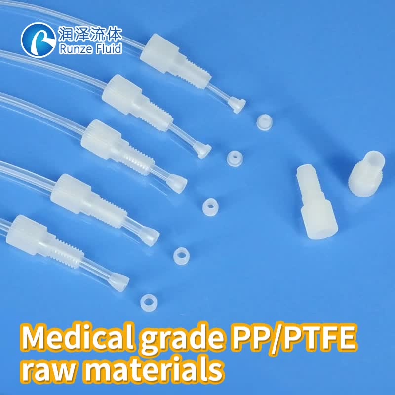 Medical Grade Tube Connector Thread Pp Pfa Ptfe Ferrule Tubing Fittings