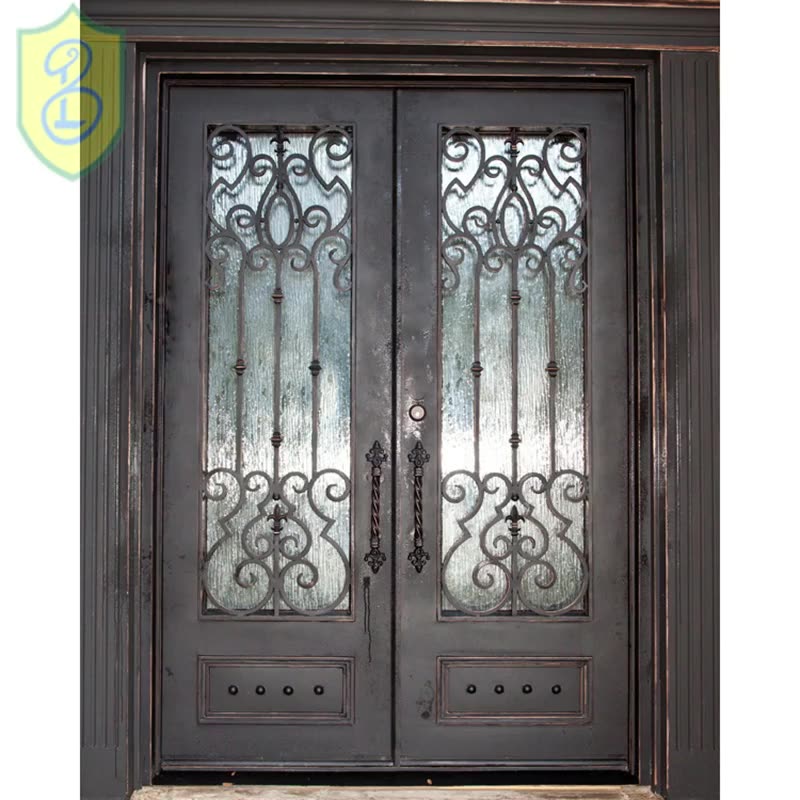Ornamental sliding design wrought iron window door grill, View wrought