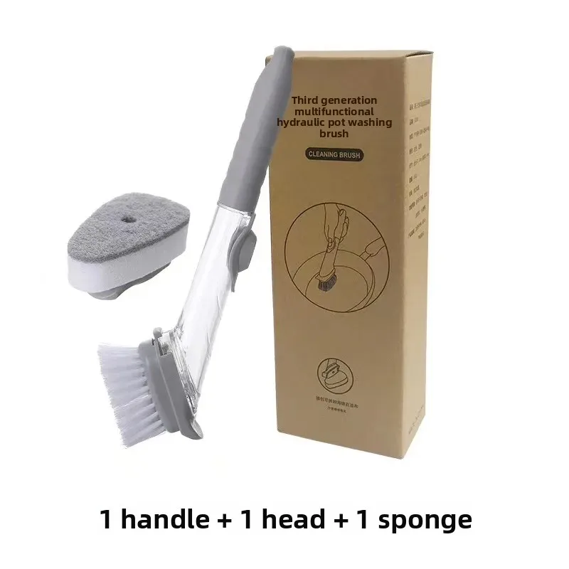 Kitchen Washer Brush Hydraulic Brush Automatic Liquid-adding Multifunctional Long Handle Dishwashing Brush Lazy Cleaning Artifact for Household