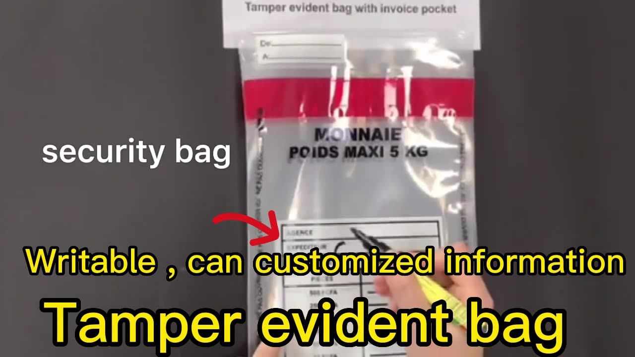 Tamper Evident Deposit Cash Money Bag Security Plastic Bank Bag Void