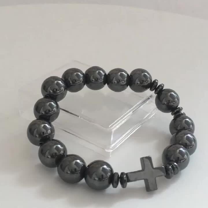 Hematite 12mm Big Beads Mens Rosary 