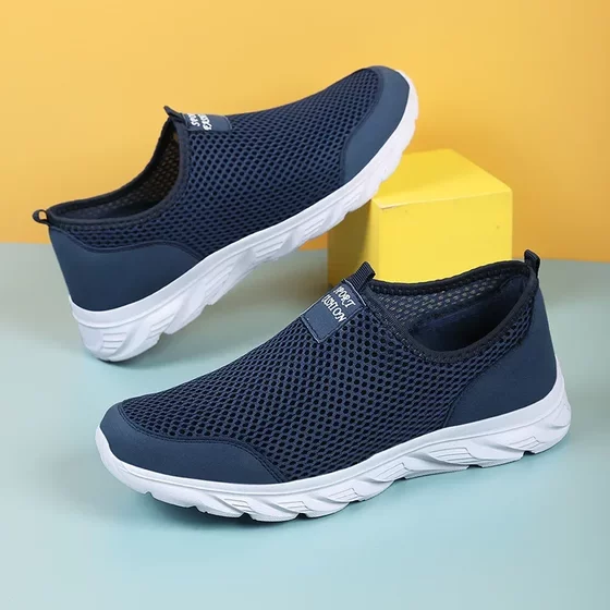 Summer Mesh Flying Woven Men's Shoes Breathable Comfortable Casual Shoes Slip-on Travel Shoes Lightweight Dad Shoes Walking Shoes for Men