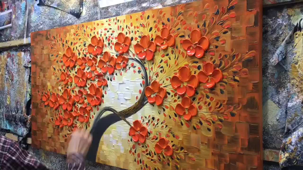 Arte De La Pared Vertical Pintura De Aceite 100 Pintado A Mano