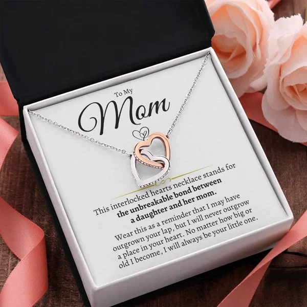 1 Piece Double-Ring Hollow Stainless Steel Contrasting Color Heart Necklace to My Mom Women's Necklace Mother's Day Gift