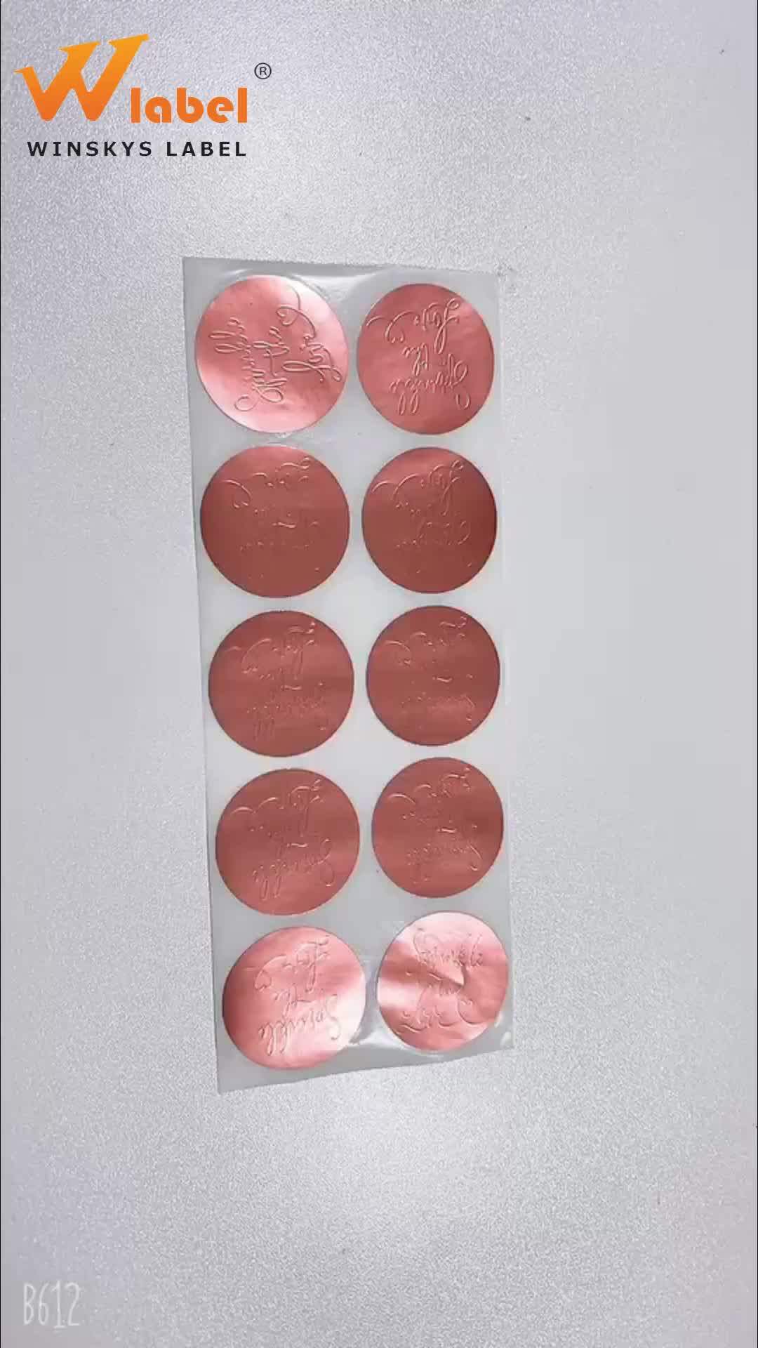 Custom Paper Embossed Rose Gold Foil Logo Round Labels Printing Buy