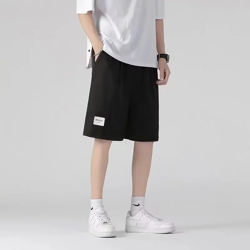 Summer thin ice silk American streetwear loose casual basketball shorts five-pocket casual sport pants for men