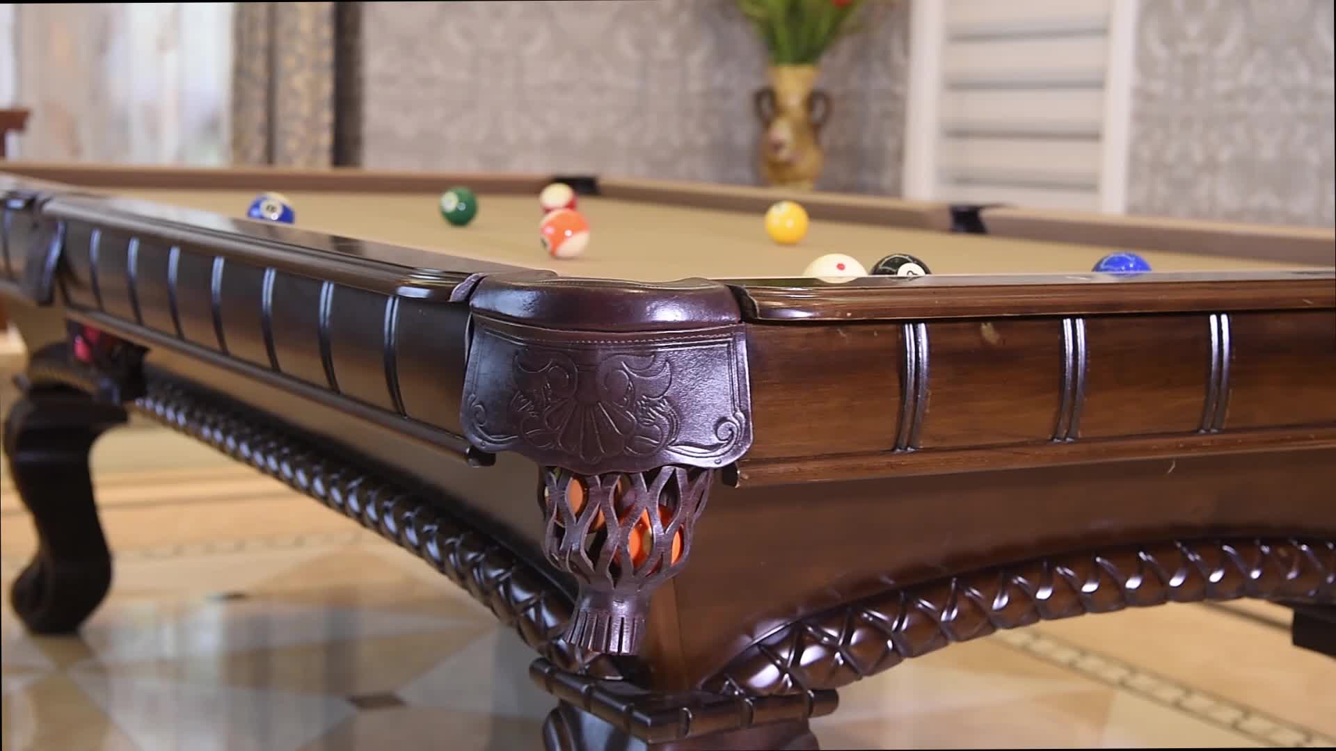 New trend factory supply antique carved wood 3 in 1 pool dining table