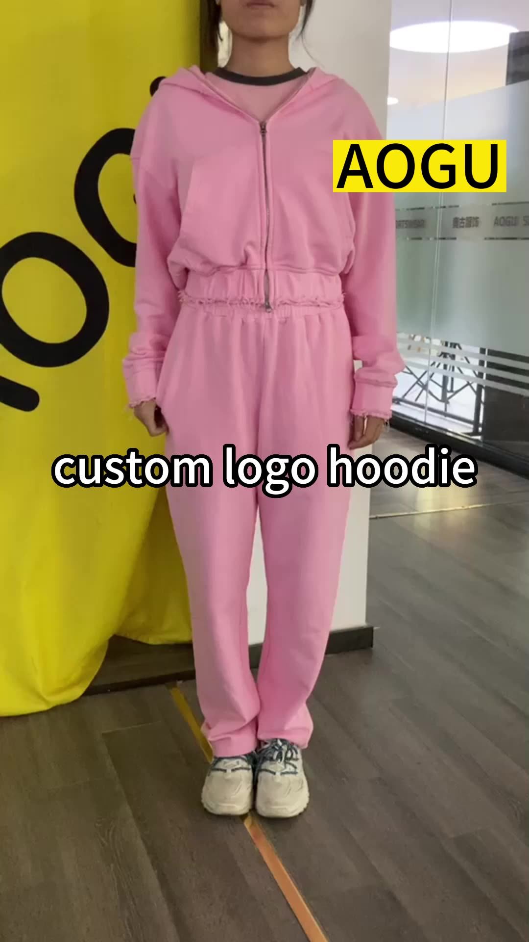 Custom Distressed Sweatsuit Women 2 Piece Set French Terry Cotton