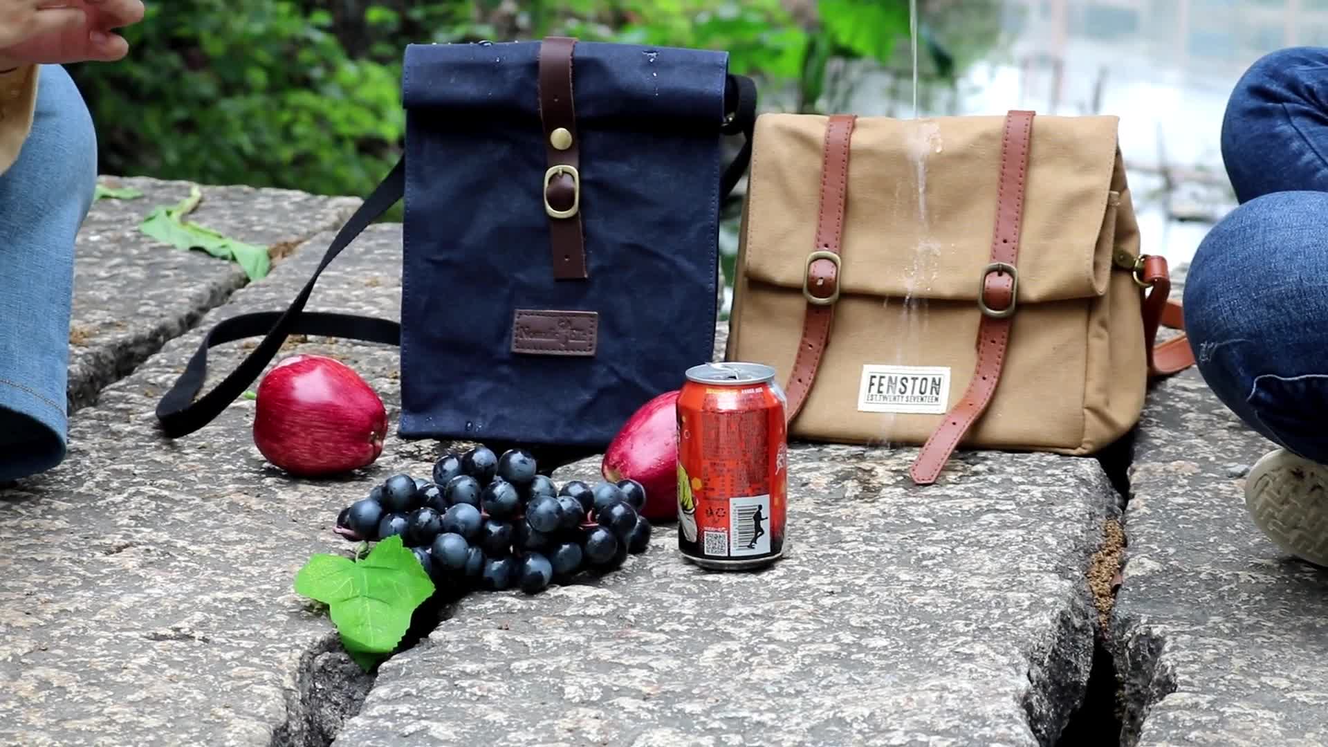 Customized Waxed Canvas Lunch Bag With Shoulder Strap - Buy Canvas ...