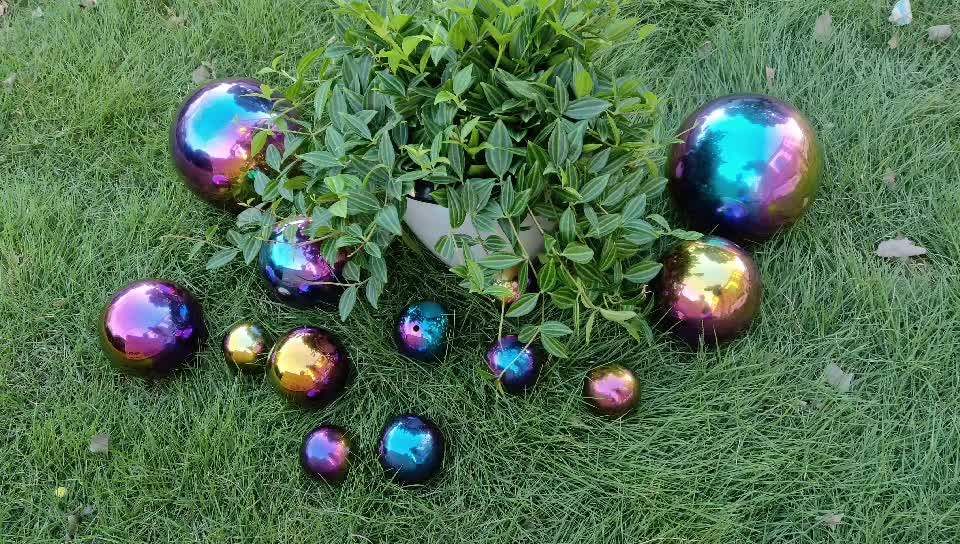 Outdoor Decorative Electroplate Gold Metal Sphere Garden Ball Steel