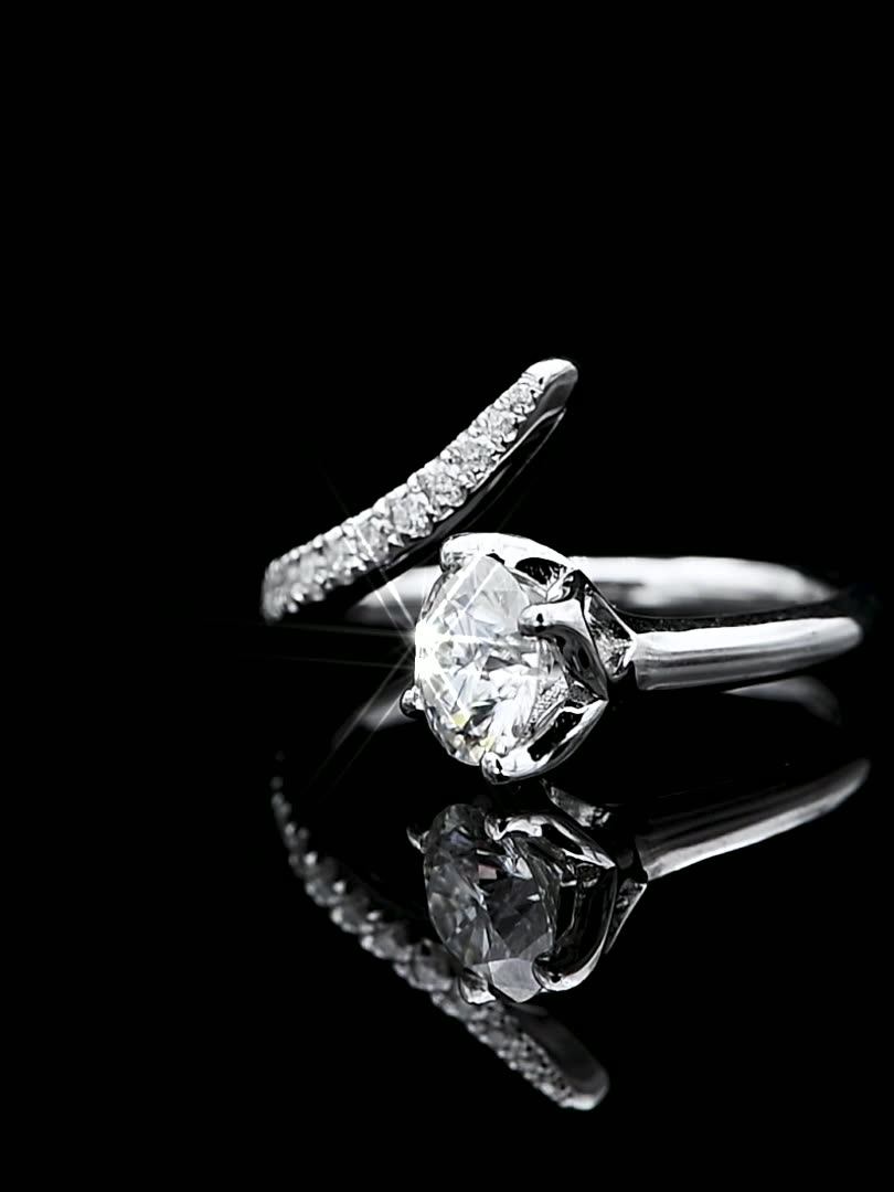 Atta Gems Pass Diamond Test Moissanite Ring 925 Sterling Silver Round Excellent Cut 1 Carat D