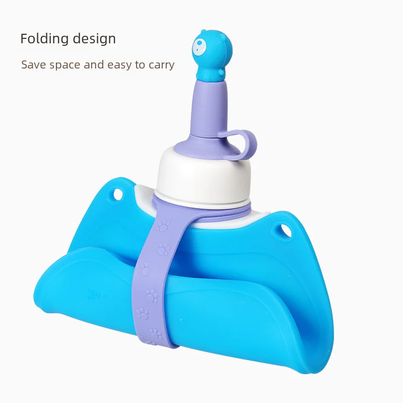 日康 Silicone folding children's travel teapot, handheld water container, creative suspenders