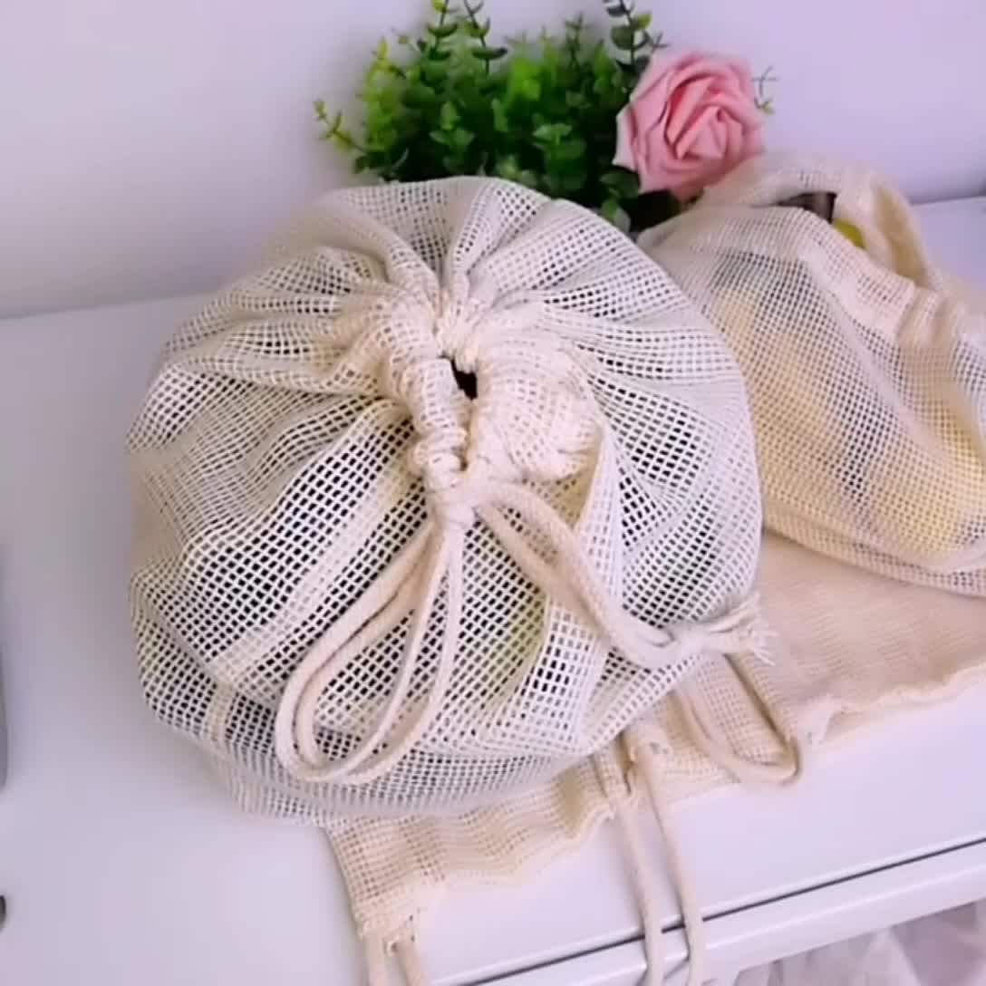 Reusable Grocery Produce Bags Cotton Mesh Ecology Market String Net Bag