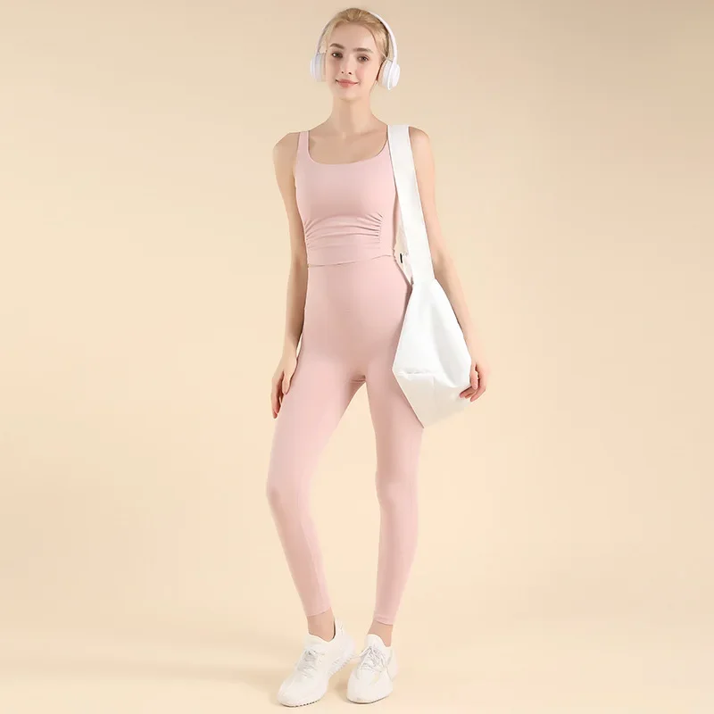 Pleated Beautiful Back High-Intensity Fitness Yoga Suit Running Tight Yoga Suit Women's High-Waist Abdominal Control Sports Two-Piece Set