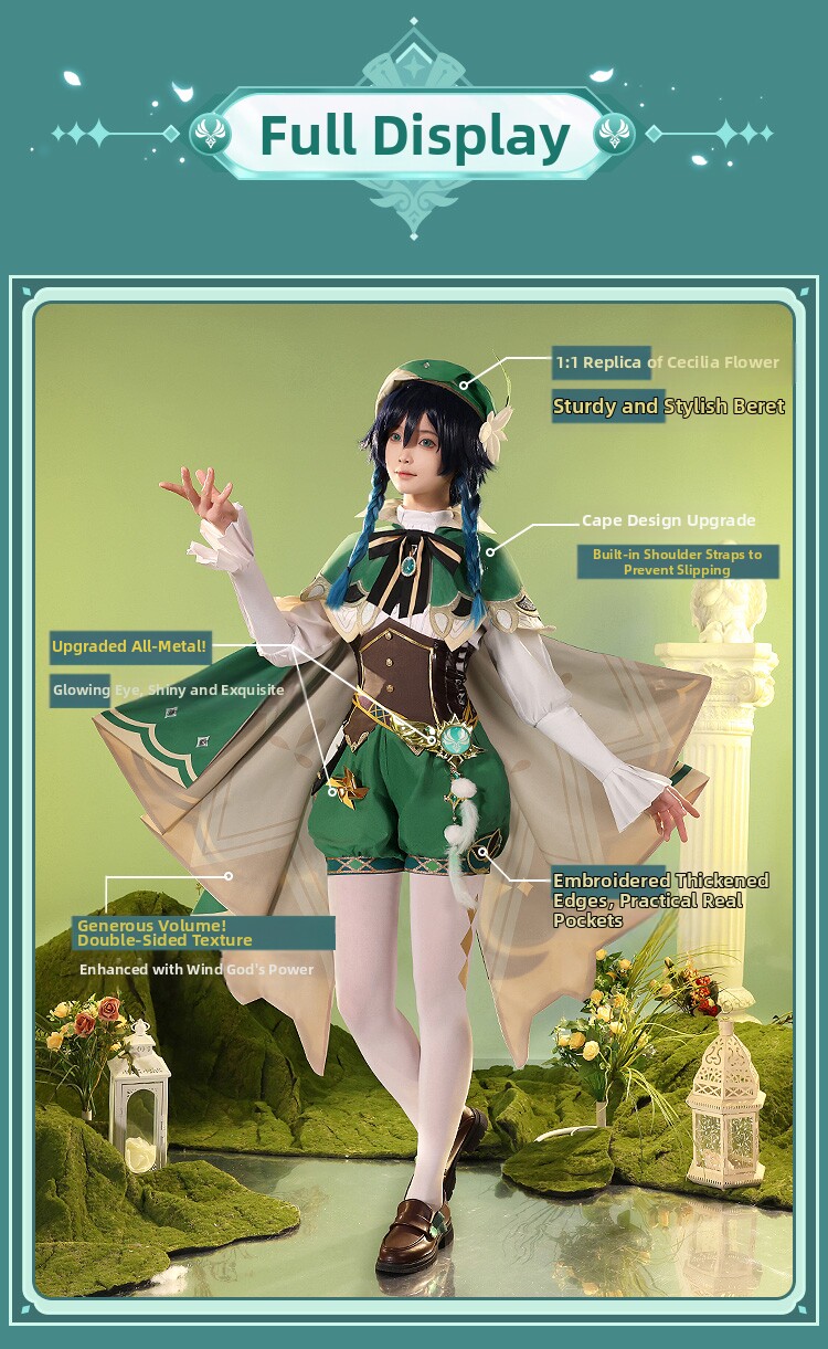 Boucles D’oreilles Venti Genshin Impact – Cosplay Asymétrique En émail, Accessoire élément Vent