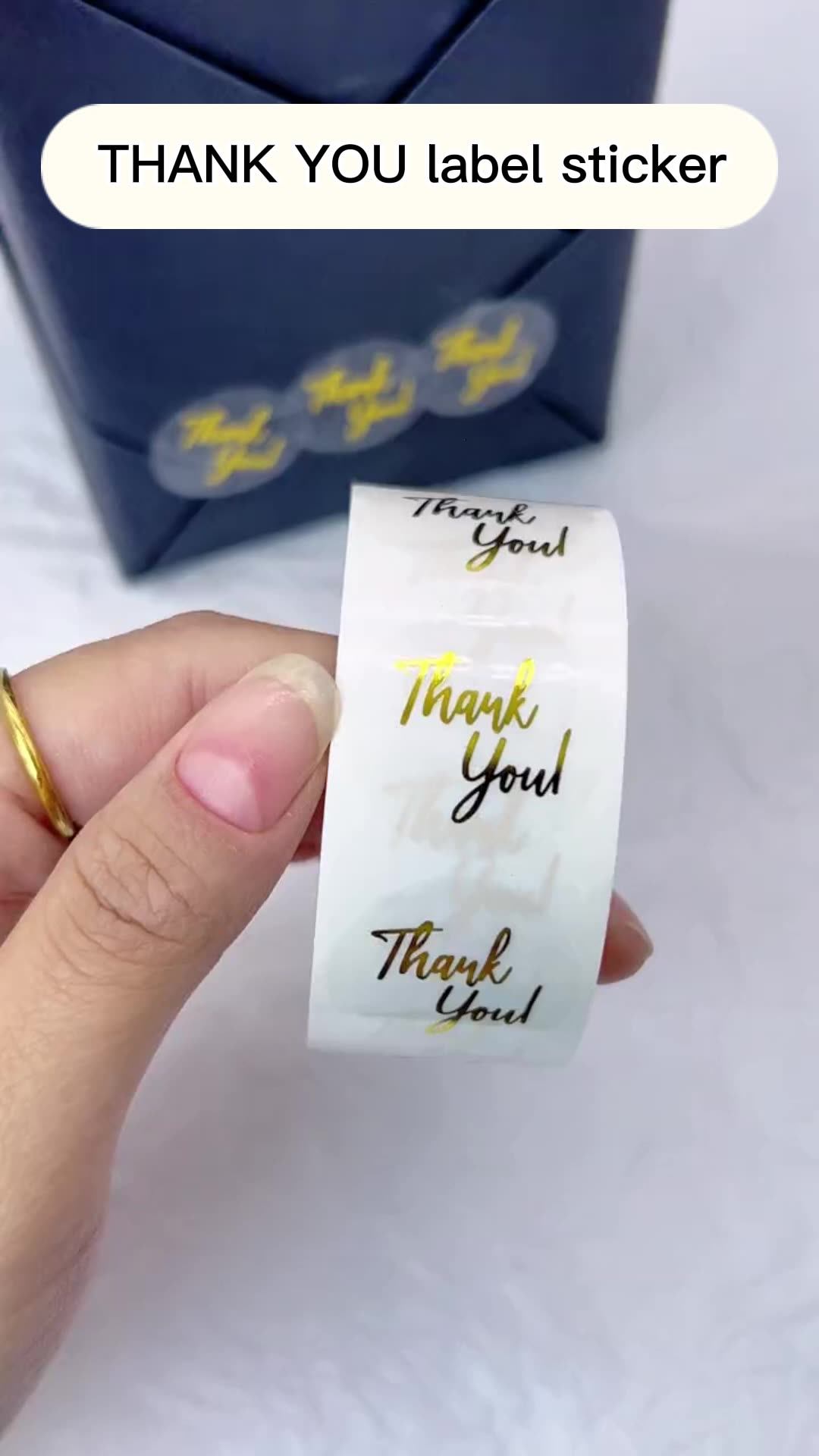 Waterproof Adhesive Logo Sticker Die Cut Thank You Cards Label Vinyl