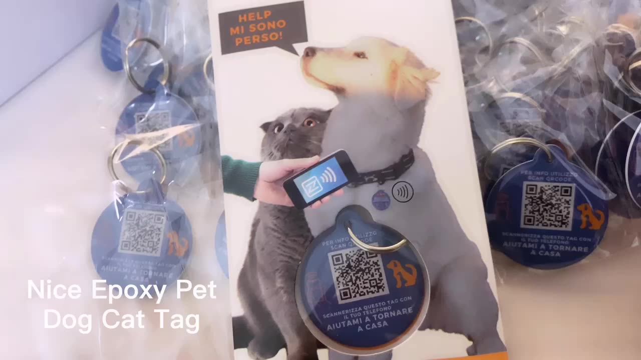 Qr Code Printed Passive Smart Pet Door Nfc Tracker Keychain Custom