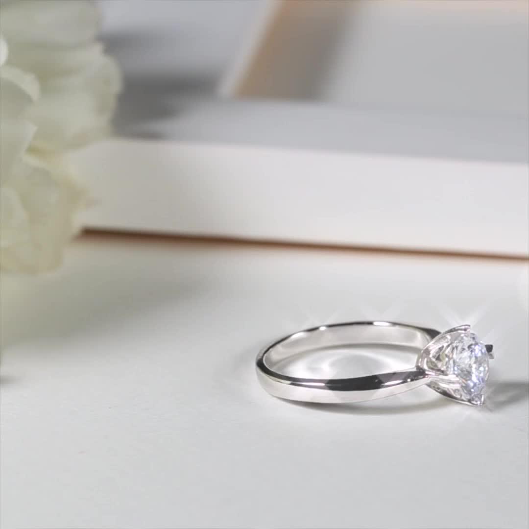 Messi Jewelry 6.5mm 1ct Moissanite Ring White Gold Plating Cheap Fake Diamond Ring 925 Sterling