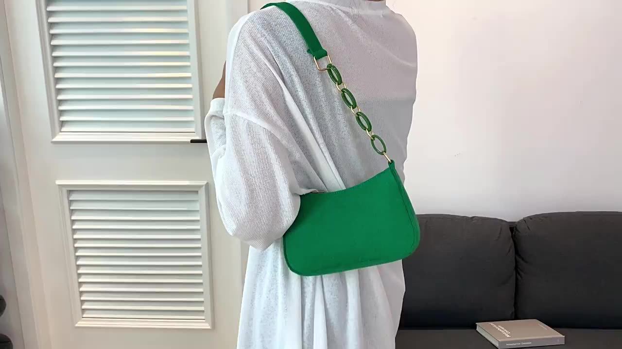 Fashion Felt Cloth Pattern Shoulder Bags for Women Small Handle