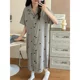 Pajamas Women's Summer Cotton Thin Short-sleeved Sweet Mid-length Nightgown Women's Casual Girl's Outer Wear Air-conditioning Clothes Home Clothes