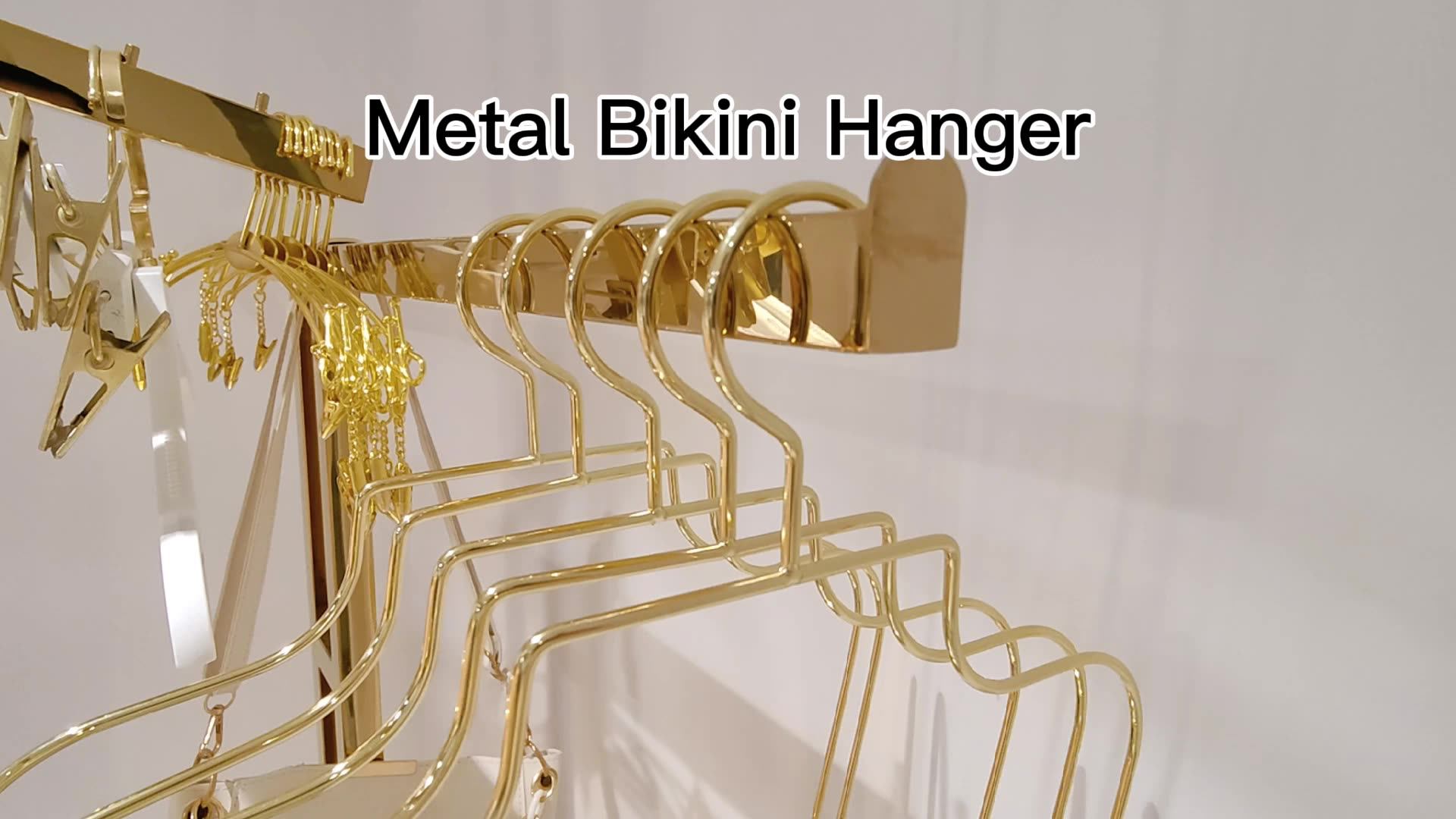 Luxury Glossy Gloden Swimsuit Display Hanger Skirt Silver Metal Wire Body Shape Metal Bikini