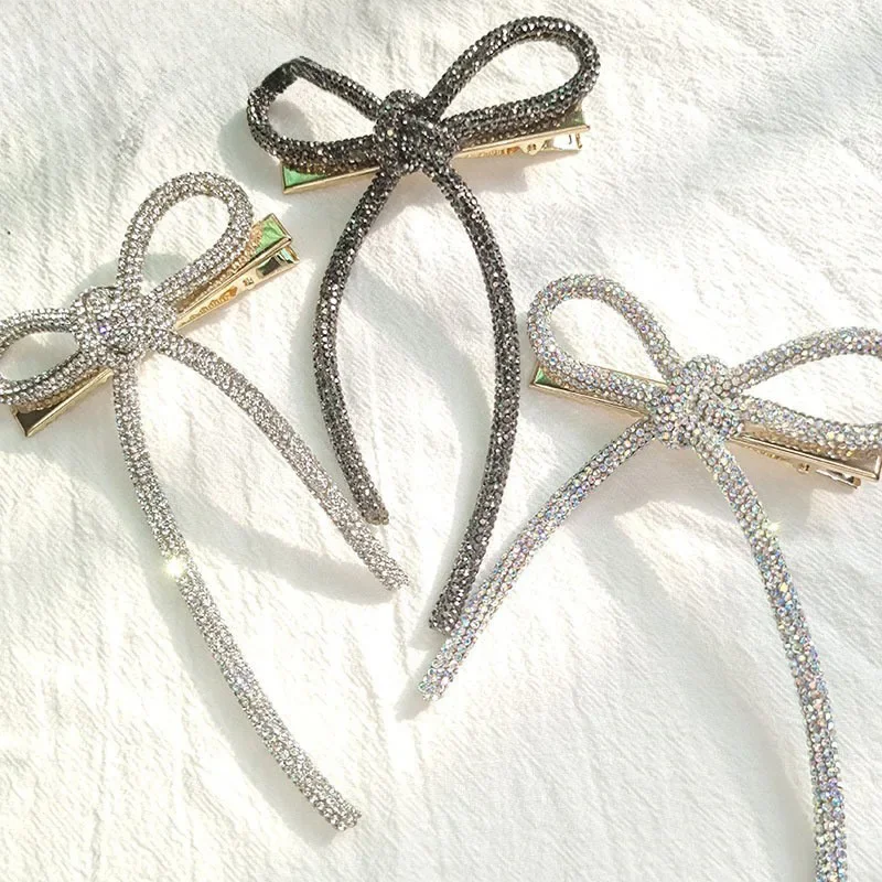 Super Flash Full Rhinestone Bow Hairpin Korean-style Light Luxury Brooch Dual-use Internet Celebrity Pin Hair Rope Hair Ring Headwear