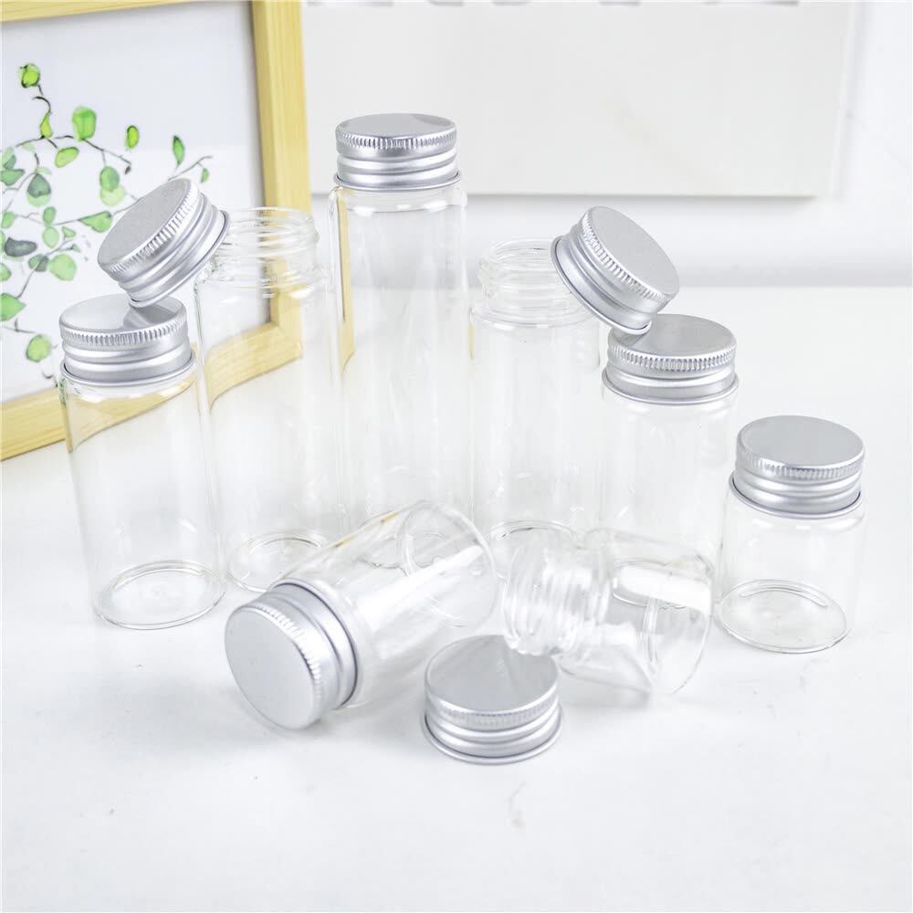 Lot De 12 Flacons Vides En Verre Transparent De 30 Ml Avec Bouchon Filet En Aluminium Contenants Pour Huiles Essentielles Rechargeables Et Por~p110132236