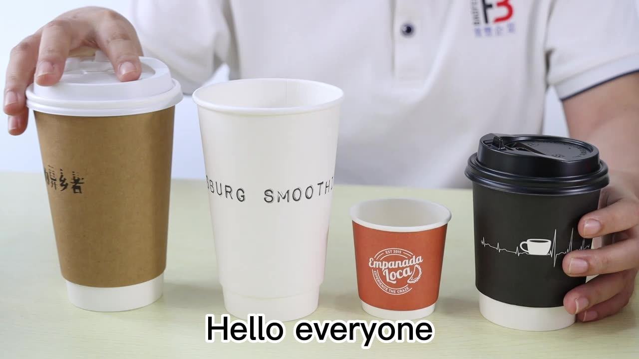 Ecofriendly Disposable Coffee Cup Custom Double Wall Kraft Paper Cup
