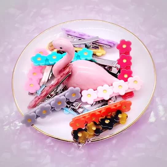 Bright Colors Cute Hair Clip Acrylic Acetate Mini Flower Hair Clips For