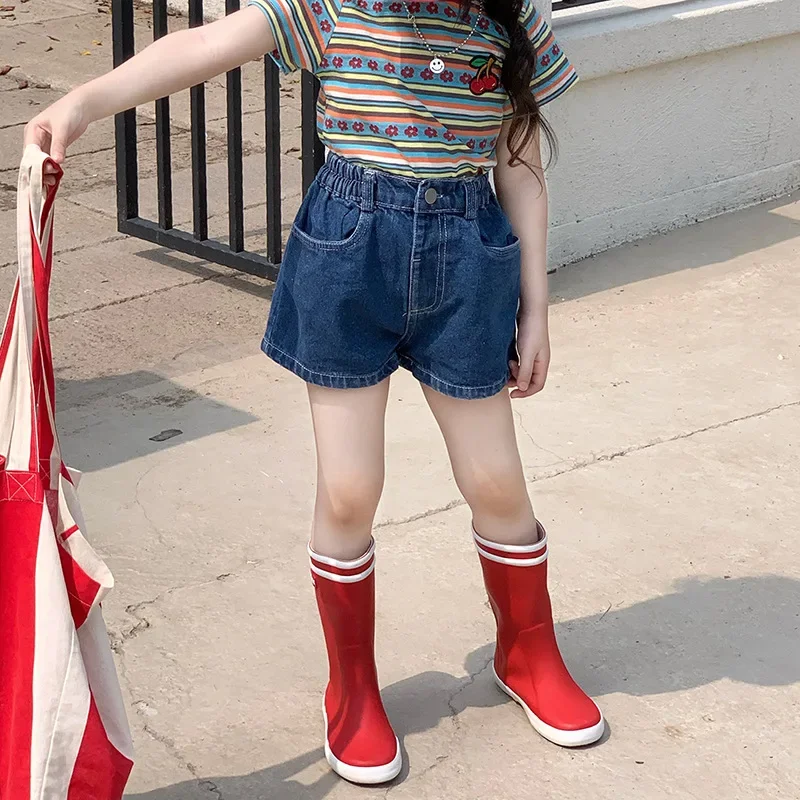 Girls' Denim Shorts 2025 Summer New Korean Style Children's Hot Pants All-match Casual Pants for Children 2-7 Years Old